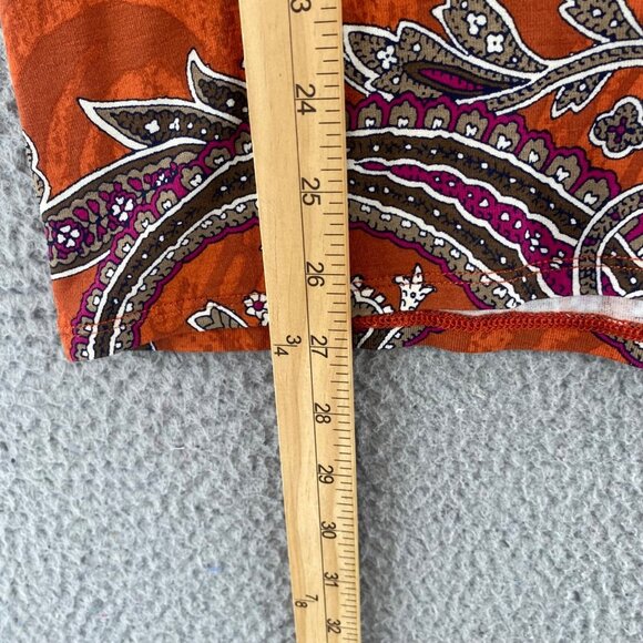 Chicos Top Womens 0 US Small Brown Russet Paisley Multi Print 3/4 Sleeve Stretch - Picture 9 of 10